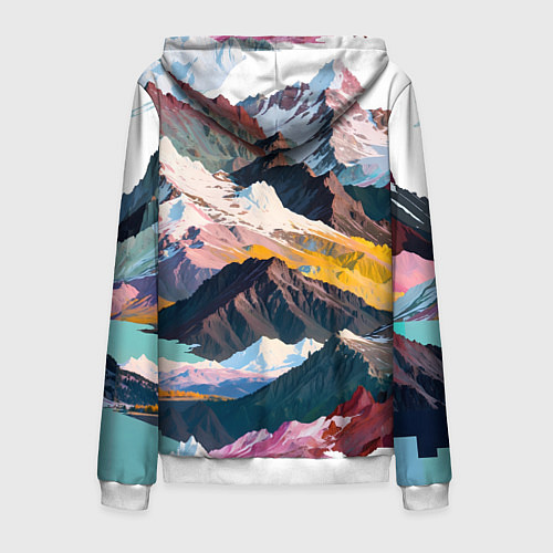Мужская толстовка на молнии Искусство гор / 3D-Белый – фото 2