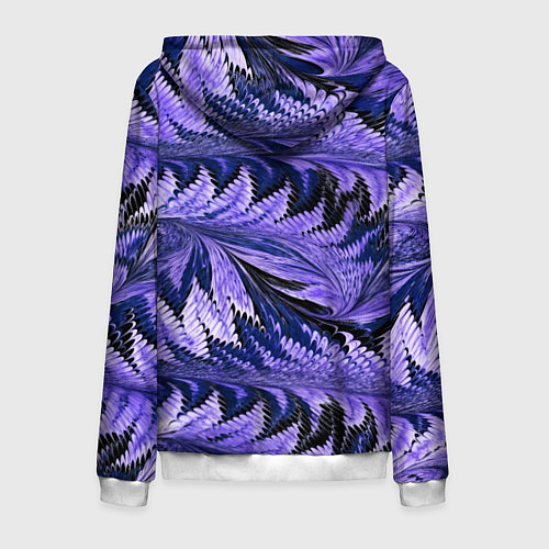 Мужская толстовка на молнии Абстрактные перья - жидкость / 3D-Белый – фото 2