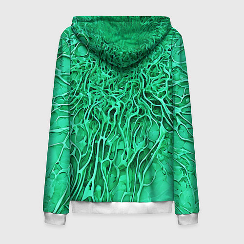 Мужская толстовка на молнии Зелёный симбионт абстракция / 3D-Белый – фото 2