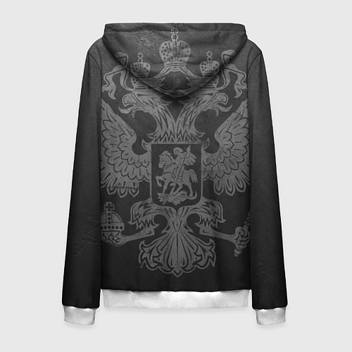 Мужская толстовка на молнии Серо-черный фон с двуглавым орлом, символика госуд / 3D-Белый – фото 2