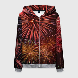 Толстовка 3D на молнии мужская Яркий красочный фейерверк, цвет: 3D-меланж