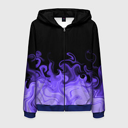 Толстовка 3D на молнии мужская Абстрактный фиолетовый огонь, цвет: 3D-синий