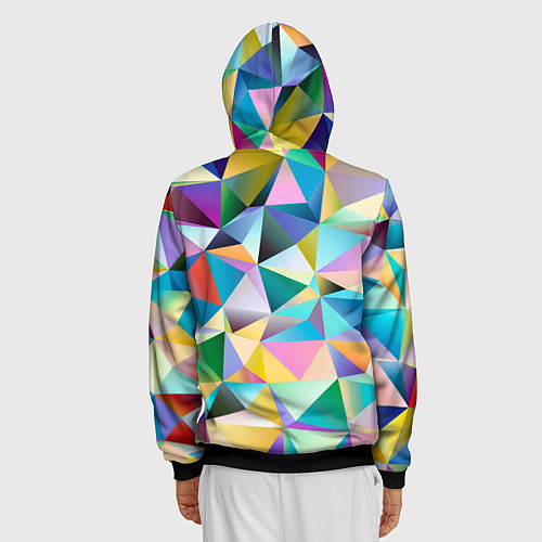 Мужская толстовка на молнии Полигональная текстура / 3D-Черный – фото 4