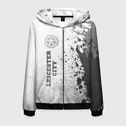Толстовка 3D на молнии мужская Leicester City - white gradient по-вертикали, цвет: 3D-черный
