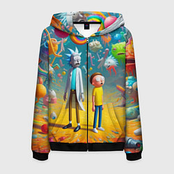 Мужская толстовка на молнии Рик и Морти - сюрреалистическая фантазия