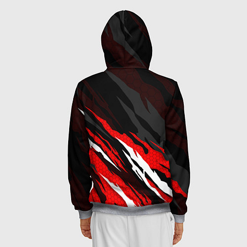 Мужская толстовка на молнии Changan - красные языки / 3D-Меланж – фото 4