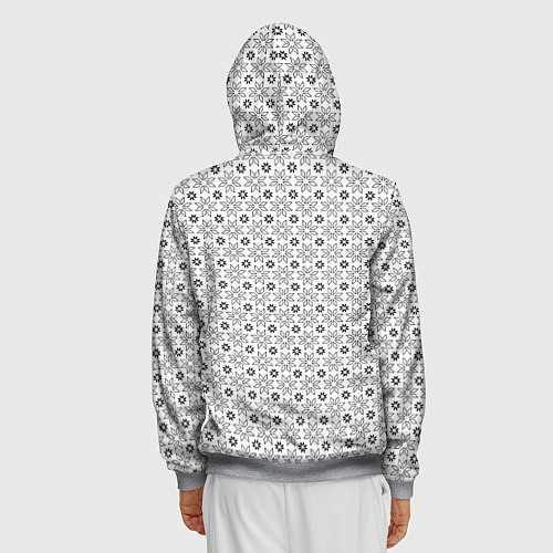 Мужская толстовка на молнии Чёрные звёзды на чёрном фоне / 3D-Меланж – фото 4
