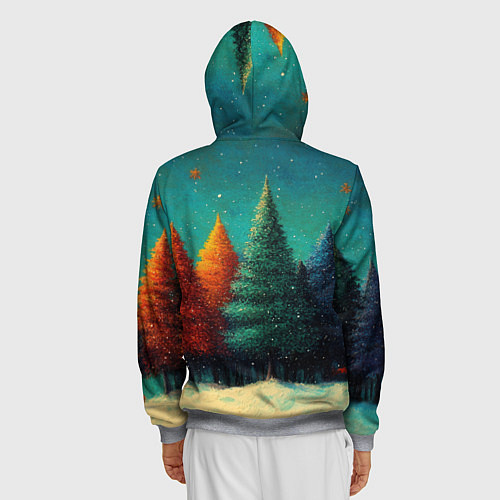 Мужская толстовка на молнии Разноцветные елочки / 3D-Меланж – фото 4
