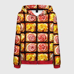 Толстовка 3D на молнии мужская Бутерброды, цвет: 3D-красный