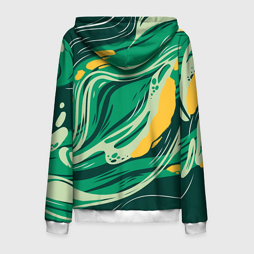 Мужская толстовка на молнии Абстрактные полосы в зелёных тонах / 3D-Белый – фото 2