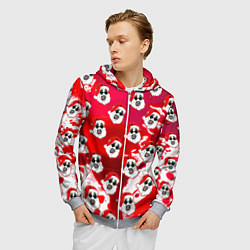 Толстовка 3D на молнии мужская Funny Santa clown Art in blood, цвет: 3D-меланж — фото 2