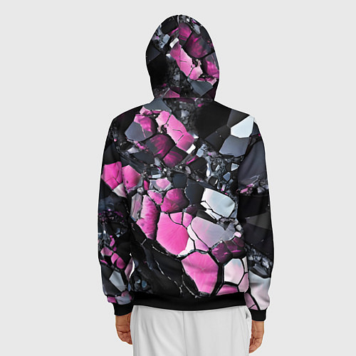 Мужская толстовка на молнии Чёрно-розовый камень / 3D-Черный – фото 4
