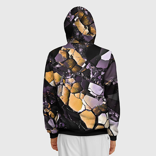 Мужская толстовка на молнии Чёрно-жёлтый камень / 3D-Черный – фото 4