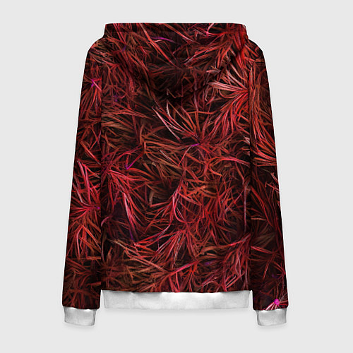 Мужская толстовка на молнии Красная трава на чёрном фоне / 3D-Белый – фото 2