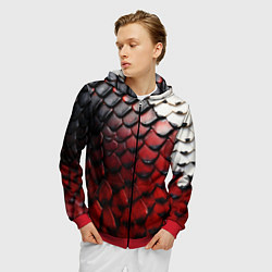 Толстовка 3D на молнии мужская Змеиная броня, цвет: 3D-красный — фото 2