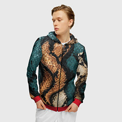 Толстовка 3D на молнии мужская Кожа в змеином стиле, цвет: 3D-красный — фото 2