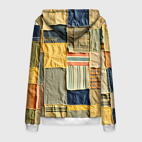Мужская толстовка на молнии Пэчворк в желтых оттенках / 3D-Белый – фото 2