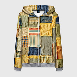 Толстовка 3D на молнии мужская Пэчворк в желтых оттенках, цвет: 3D-меланж