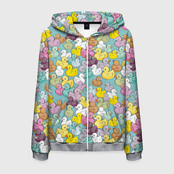 Толстовка 3D на молнии мужская Уютные уточки, цвет: 3D-меланж