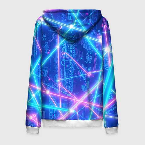 Мужская толстовка на молнии Неоновые провода / 3D-Белый – фото 2