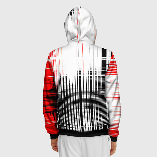 Мужская толстовка на молнии Красно-чёрный гранж на белом фоне / 3D-Черный – фото 4