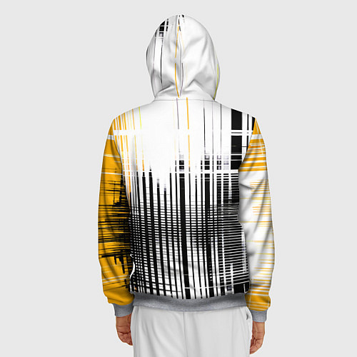 Мужская толстовка на молнии Жёлто-чёрный гранж на белом фоне / 3D-Меланж – фото 4