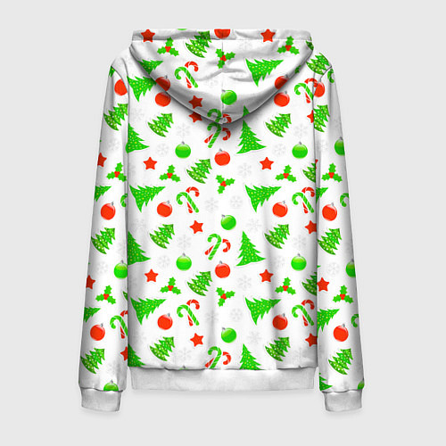Мужская толстовка на молнии Новогодний ёлочный паттерн / 3D-Белый – фото 2