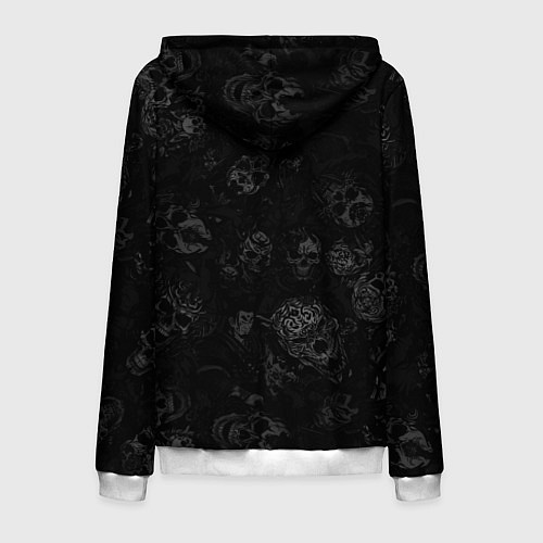 Мужская толстовка на молнии Маска Хання на черепе самурая на фоне духов / 3D-Белый – фото 2