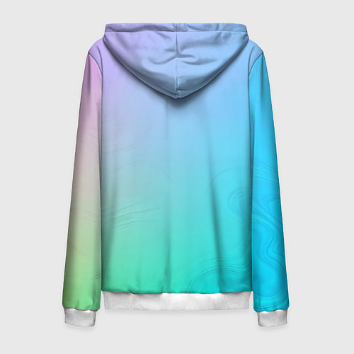 Мужская толстовка на молнии Градиент в голубых тонах / 3D-Белый – фото 2