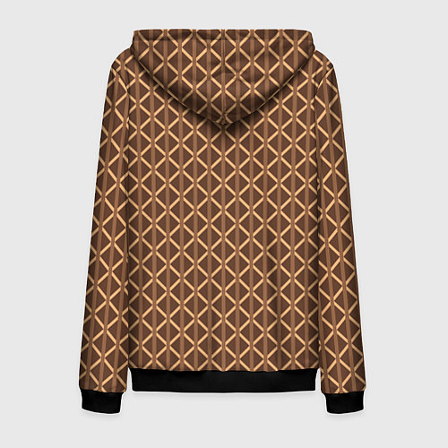 Мужская толстовка на молнии Светлый коричневый полосы-ромбы / 3D-Черный – фото 2