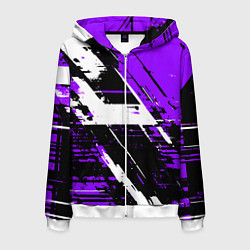 Мужская толстовка на молнии Diagonal black and white stripes on a purple backg