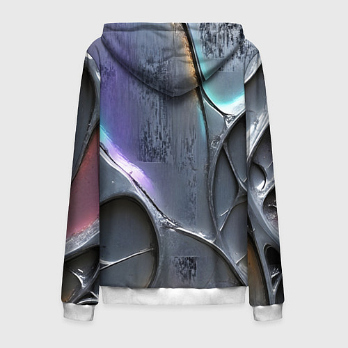 Мужская толстовка на молнии Полированный серебряный металл / 3D-Белый – фото 2