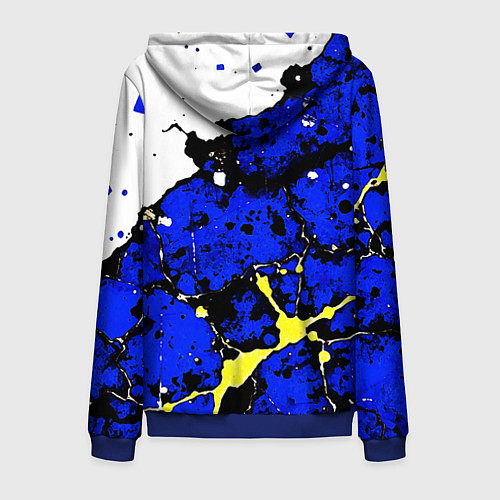 Мужская толстовка на молнии Сине-жёлтая абстракция на белом фоне / 3D-Синий – фото 2