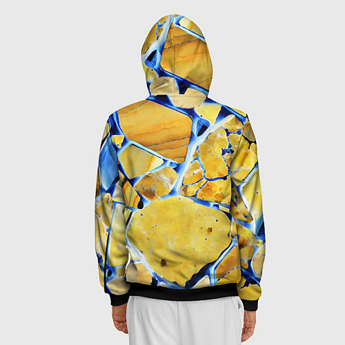 Мужская толстовка на молнии Жёлто-синяя абстракция / 3D-Черный – фото 4
