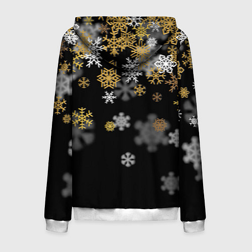Мужская толстовка на молнии Снежинки объемные золотистые / 3D-Белый – фото 2