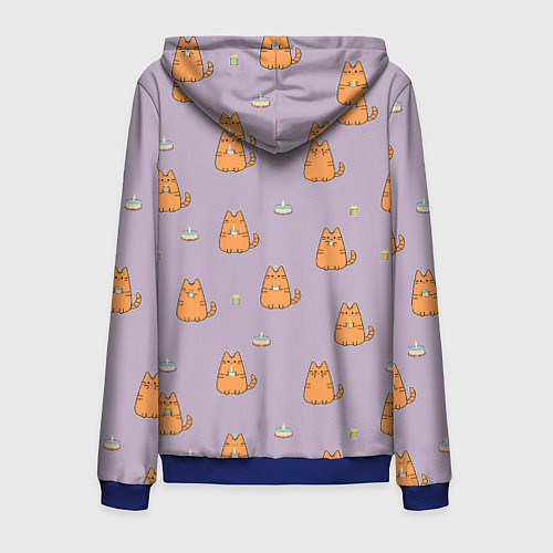 Мужская толстовка на молнии Праздничный кот Рыжинс / 3D-Синий – фото 2
