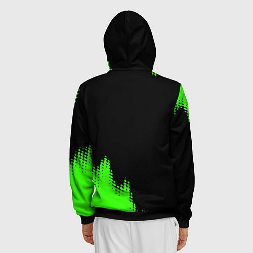 Мужская толстовка на молнии Skoda краски зеленые / 3D-Черный – фото 4