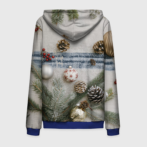 Мужская толстовка на молнии Новогодние украшения / 3D-Синий – фото 2