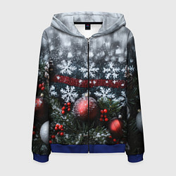 Мужская толстовка на молнии Новогодние снежинки