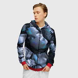 Толстовка 3D на молнии мужская Жидкая субстанция серая, цвет: 3D-красный — фото 2