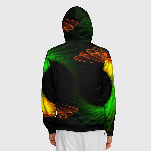 Мужская толстовка на молнии Оптический дым текстура / 3D-Черный – фото 4