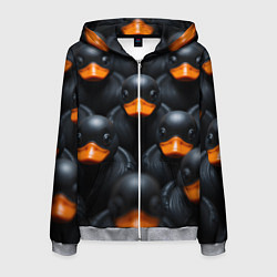 Толстовка 3D на молнии мужская Черные уточки, цвет: 3D-меланж