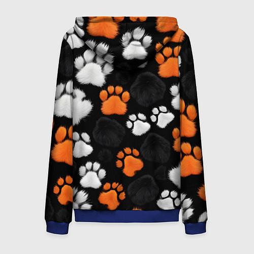 Мужская толстовка на молнии Мохнатые лапки / 3D-Синий – фото 2