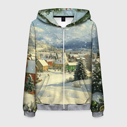 Толстовка 3D на молнии мужская Дух рождества, цвет: 3D-меланж