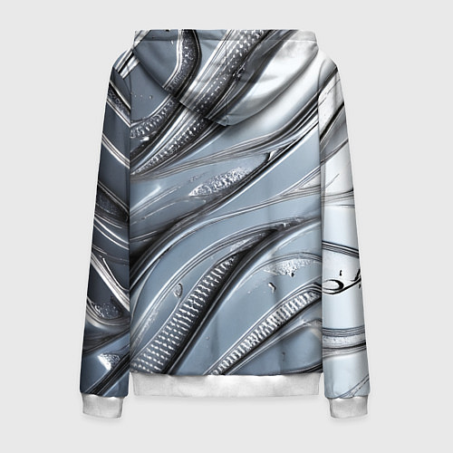 Мужская толстовка на молнии Полированный металл серебряный / 3D-Белый – фото 2