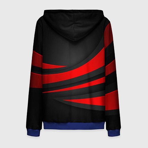 Мужская толстовка на молнии Exeed - красные линии / 3D-Синий – фото 2