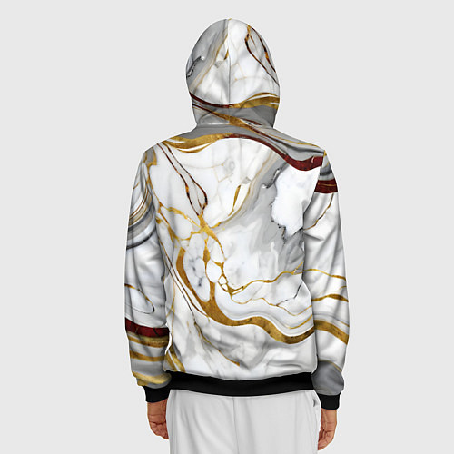 Мужская толстовка на молнии Жёлто-белый мрамор / 3D-Черный – фото 4
