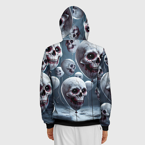 Мужская толстовка на молнии Шарики черепа / 3D-Черный – фото 4