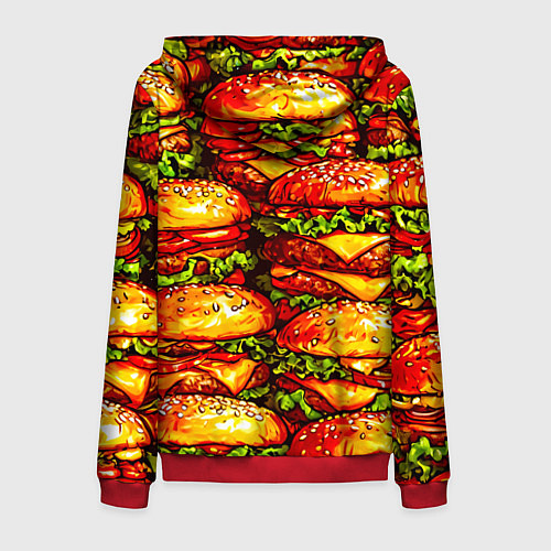 Мужская толстовка на молнии Бургеры / 3D-Красный – фото 2