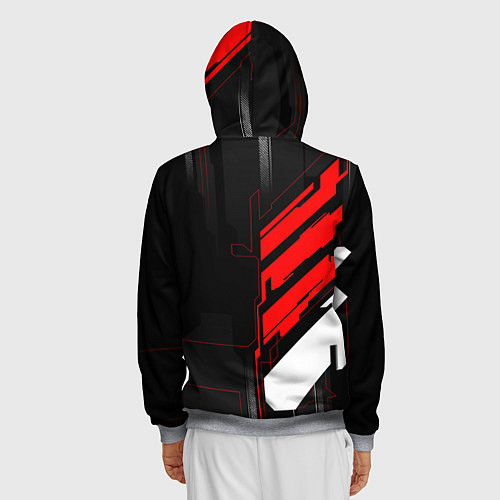 Мужская толстовка на молнии Exeed - red uniform / 3D-Меланж – фото 4